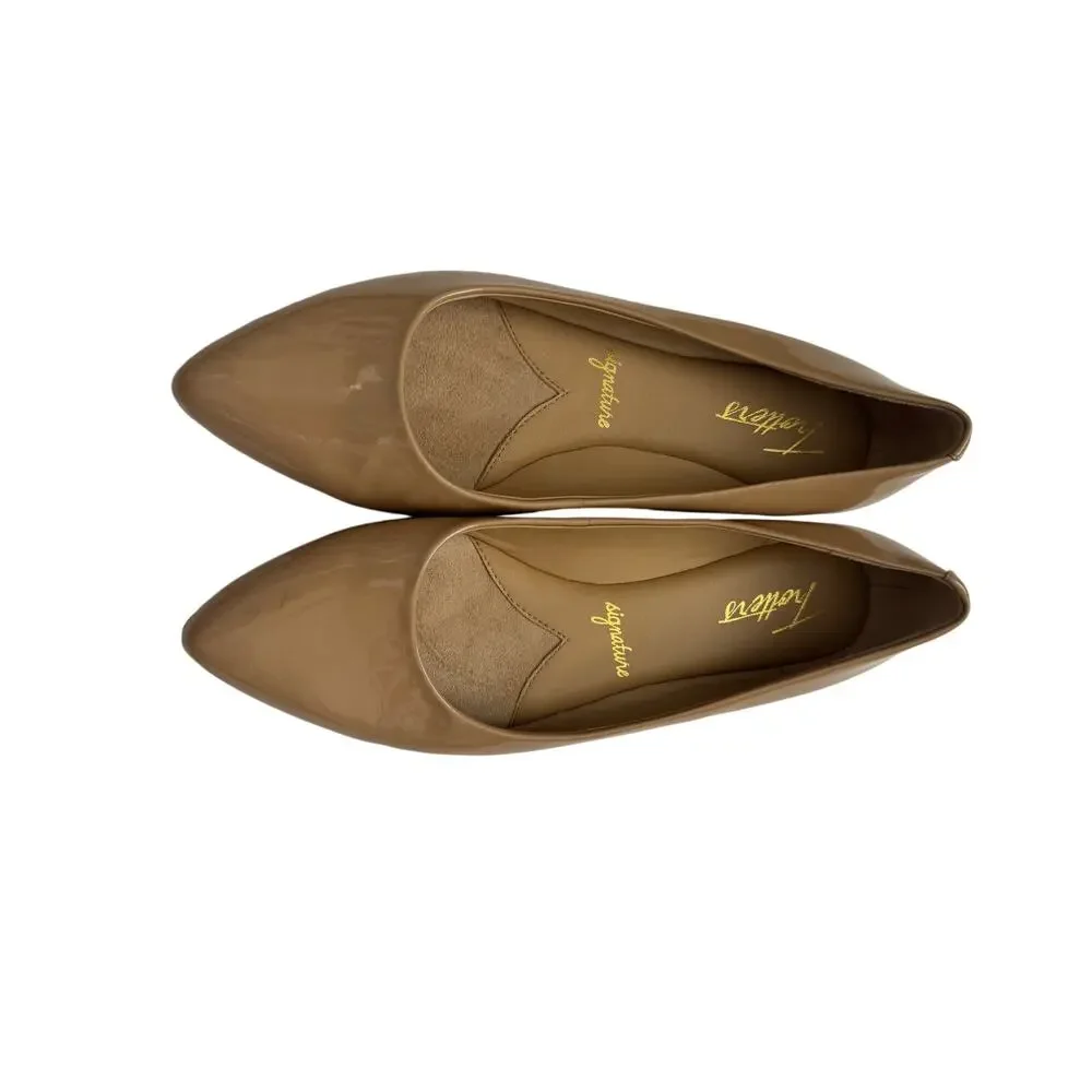 TROTTERS Womens Beige Estee Pointed Toe Patent Leather Flat‎ size 7